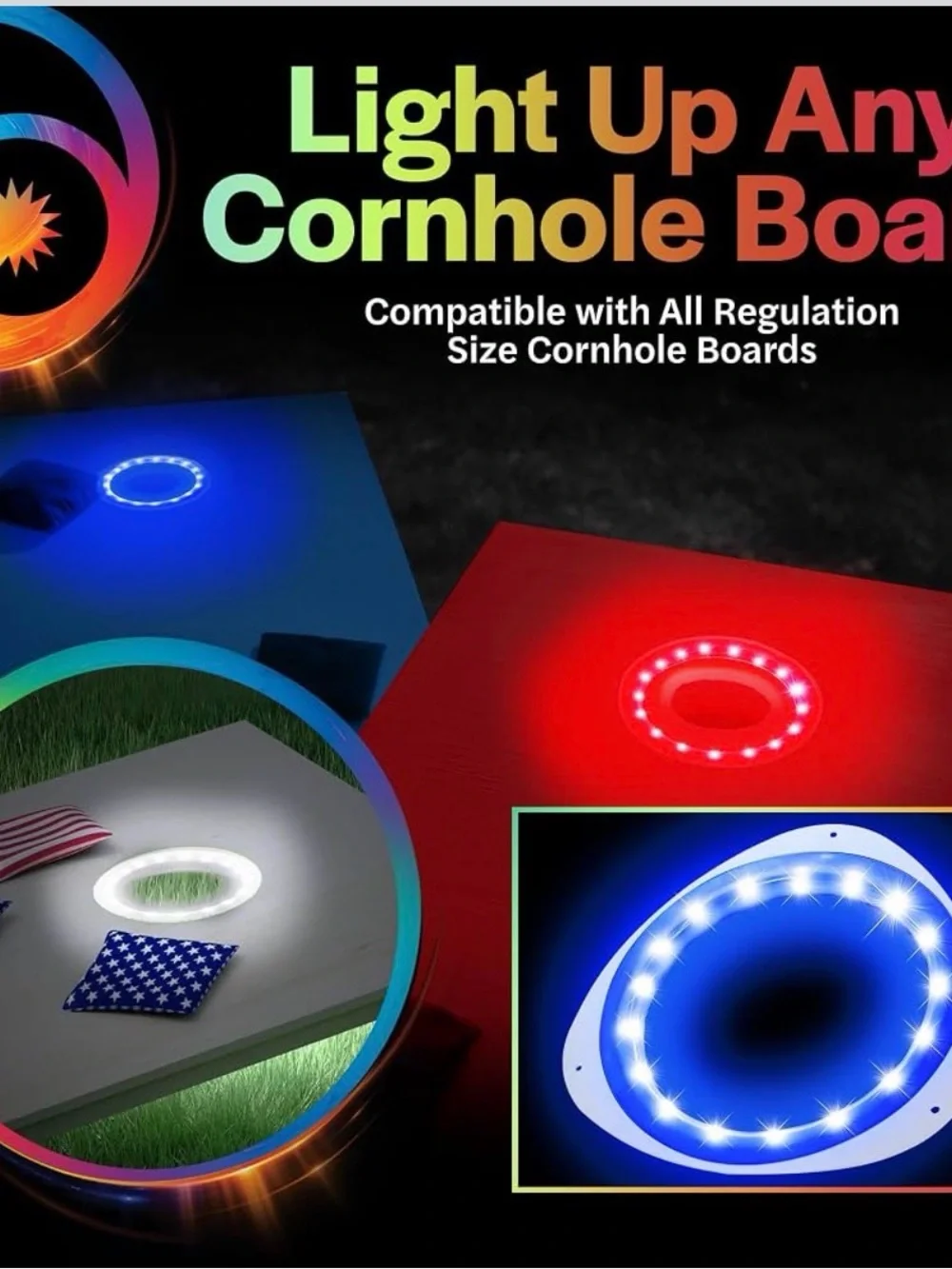 Brightz Cornhole Ring Light - LED Cornhole Board Lights (2 Pack)